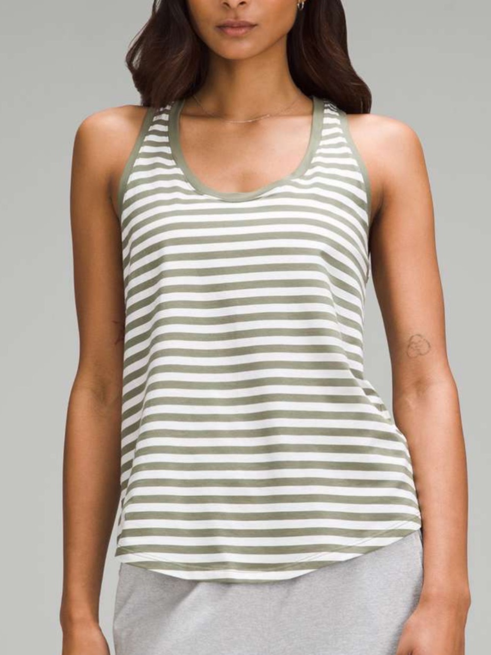 Lululemon Love Tank Top True Stripe Burnside Green White Size 14